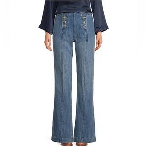 Michael Kors Flare Leg Sailor Jeans Angel Blue Wash Size 16 NEW WITH TAGS